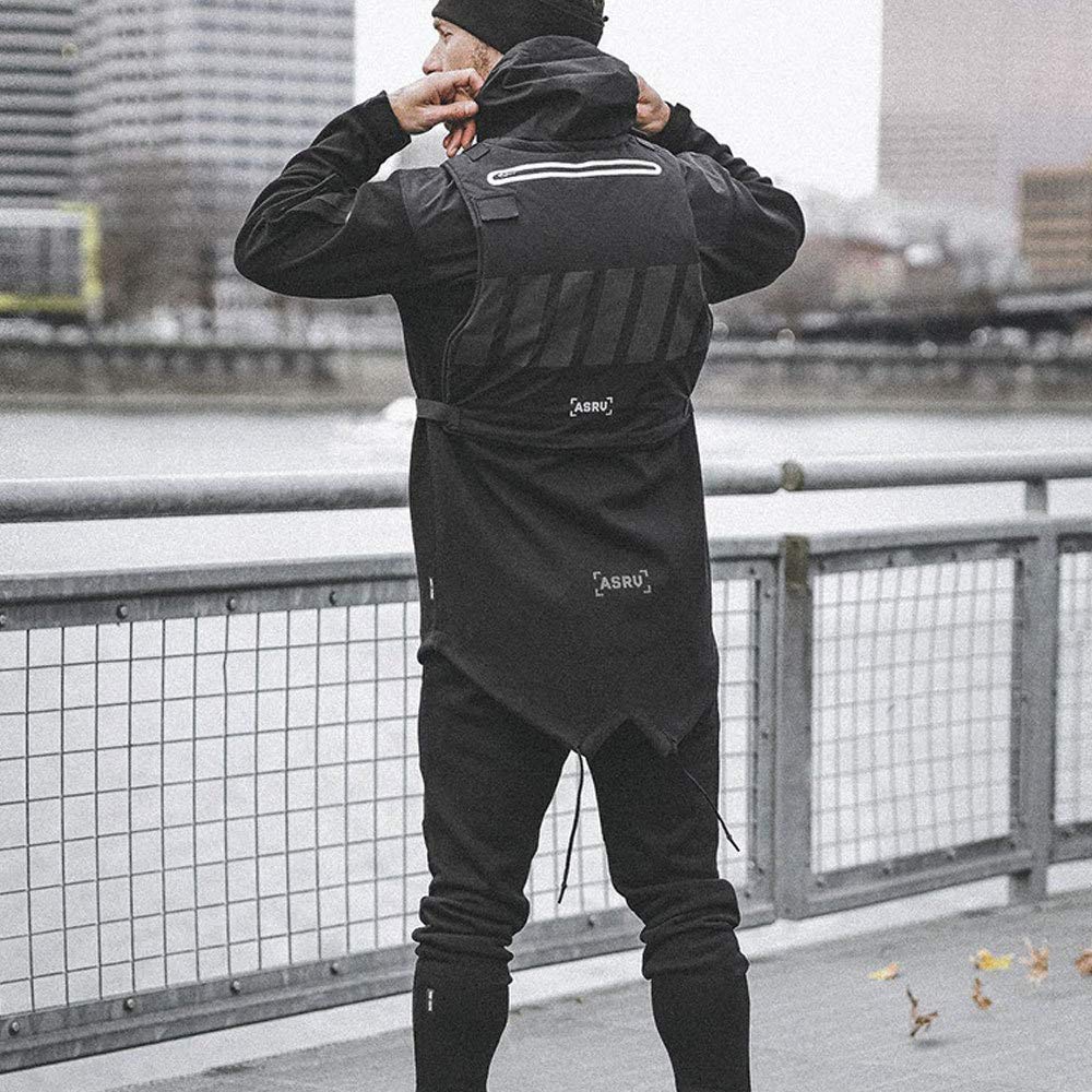 YUANZHOU Gilet Tattico Multifunzionale Gilet Protettivo Da Lavoro Riflettente. Tuta Da Allenamento Riflettente,Black