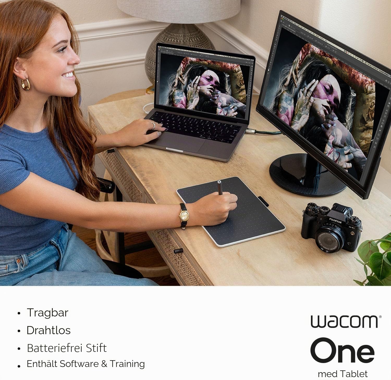 Wacom One M Stifttablett inkl. batterielosem EMR-Stift, Bluetooth-Verbindung, für Windows, Mac, Chromebook und Android – perfekt für kreative Einsteiger, digitales Zeichnen