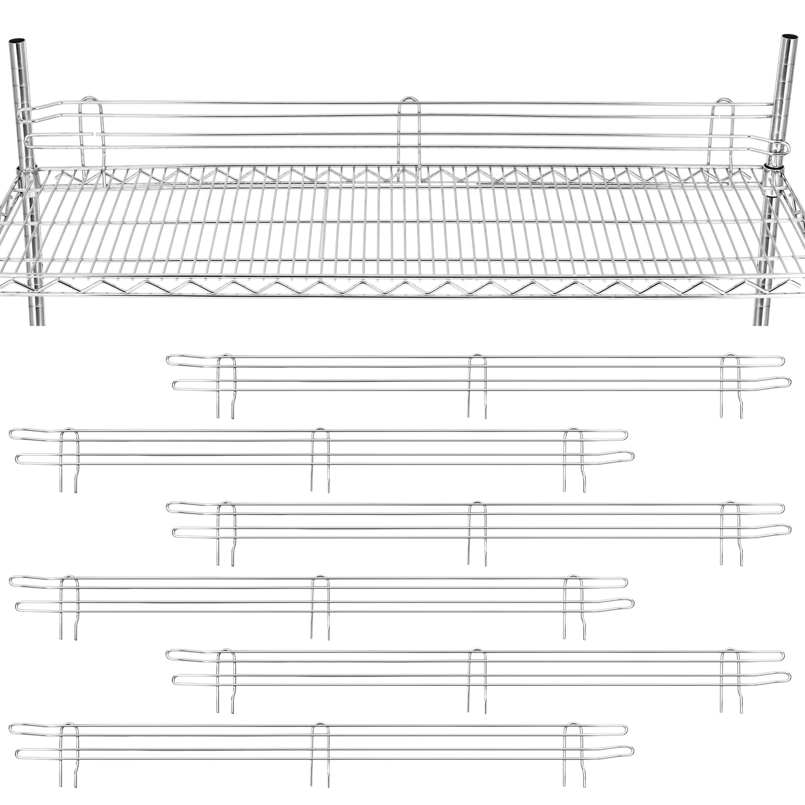 MorningRo Silver Chrome Wire Shelf Ledges - 4 Pack -14