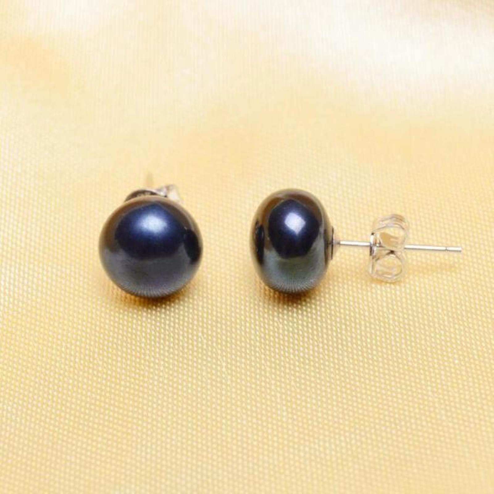 LOKILOKI Vintage Black Natural Freshwater Pearl Stud Earrings Real 925 Sterling Silver Earrings For Women Fashion Jewelry