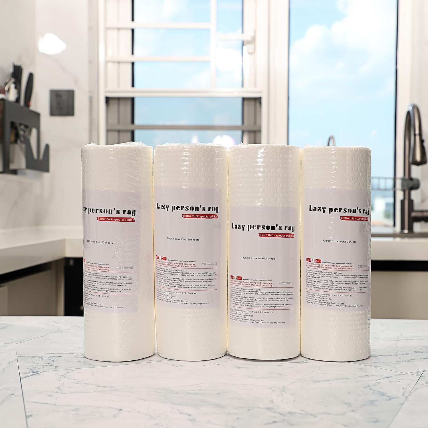 Disposable Kitchen Cloths – Wet/Dry Dish-Use Dishcloth, Super Durable, Reusable Paper Towel – Used for Various Cleaning Scenarios – 4 Roll 200 Sheets （White） - Image 2