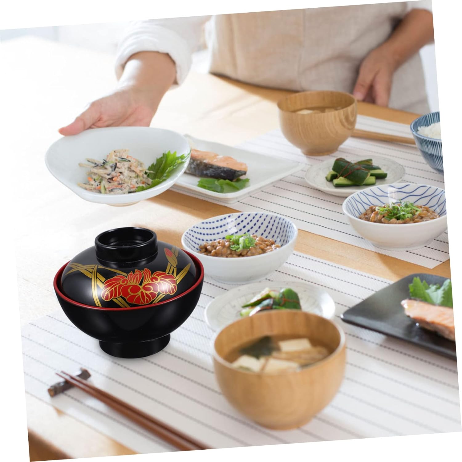 希少 輪島塗 大向高洲堂 松沈金 煮物椀 5客 雑煮椀 合鹿椀 天然木 漆 高級 輪島塗 大向高洲堂 松沈金 煮物椀 5客 雑煮椀 合鹿椀 天然木 漆 高級