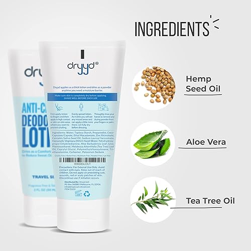 Desodorante de tamaño de viaje de 2 onzas sin aluminio, loción para rozaduras en polvo para hombres y mujeres, sin talco, aceite de semilla de