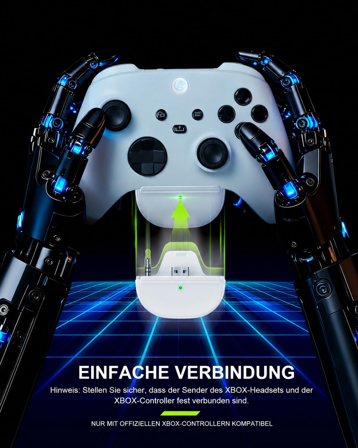 Gaming Headset Wireless für Xbox Series X|S|One, PC, PS5, PS4, Switch, 2.4GHz Und Bluetooth 5.4 Headset Kabellos mit Mikrofon, Geringe Latenz Noise Cancelling, Faltbar, mit LED Licht 60h Akkulaufzeit