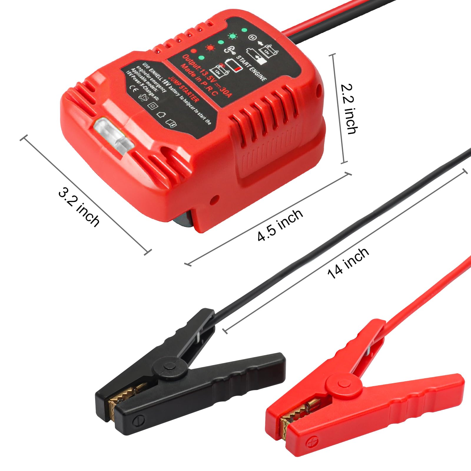 Adattatore Avviatore Per Auto Per Batteria Einhell 18V – Cavo 11 AWG, Per Motori Fino A 3.5L, Con Indicatore LED