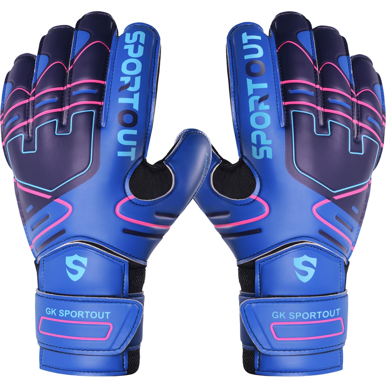 Sportout Youth&Adult Goalie Goalkeeper Gloves,Strong Grip for The Toughest Saves, with Finger Protect & 4+3MM Latex to Give Splendid Protection to Prevent Injuries,4 Colors