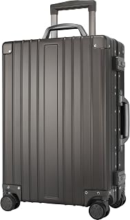 SKYLARK-100 20-Inch Aluminum Carry-On Luggage, Gray Hard Shell Spinner Suitcase with TSA Lock, Lightweight & Durable Design