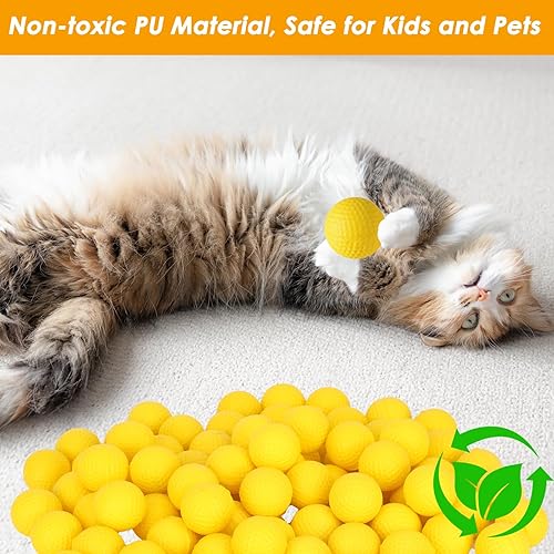 Vista 4 de POKONBOY 300-Round Rival Balls Bullets Ammo Recambio Pack Compatible Nerf Rival Gun Yellow Foam Bullet Ball with Storage Bag