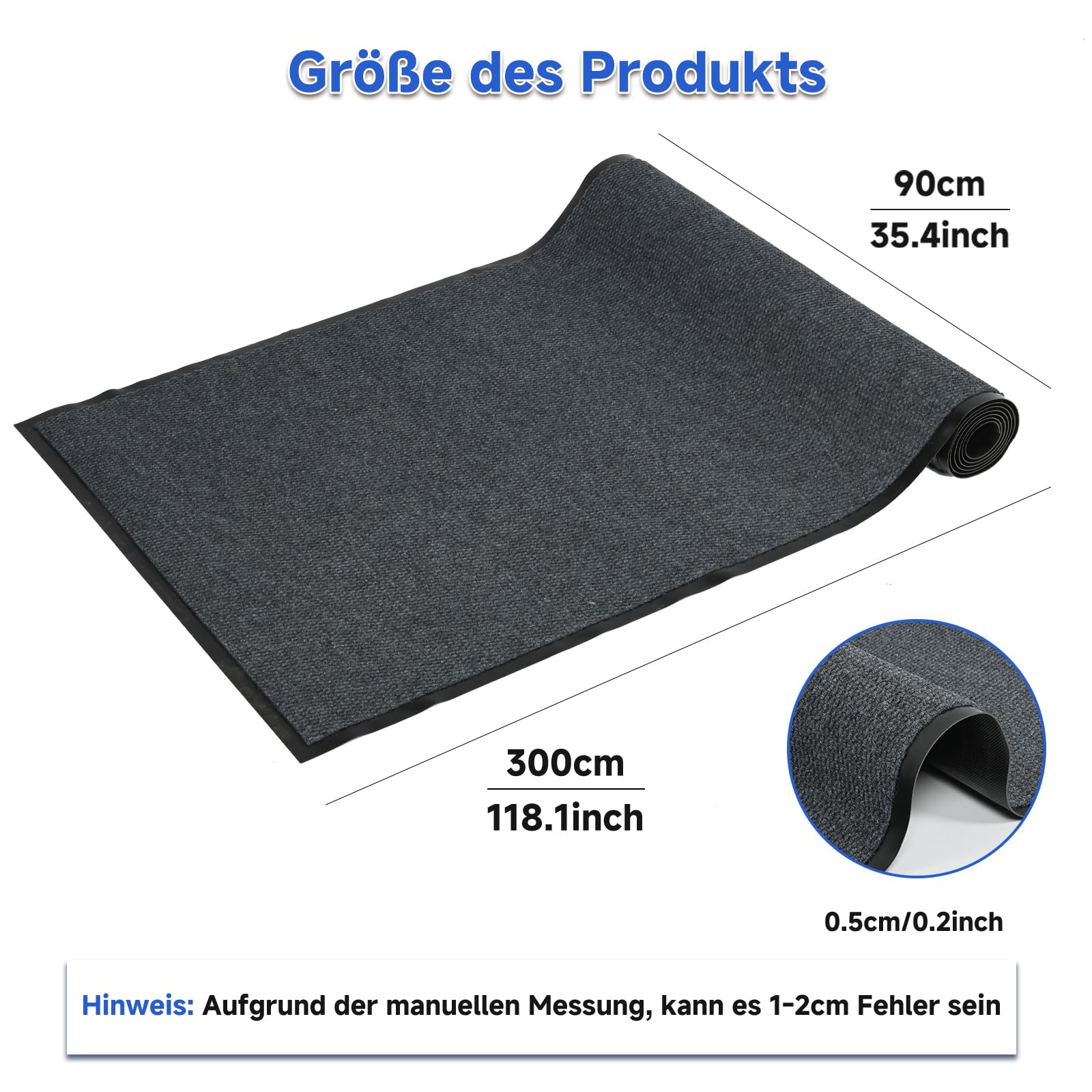 Tappeto lungo antiscivolo per corridoio, 90 x 300 cm, lavabile, tappeto lungo e sottile, per ingresso, per corridoio, interno, cucina, soggiorno, esterno