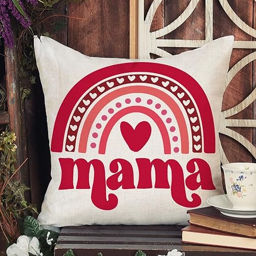 Miniatura 3 de Funda de almohada romántica para el día de San Valentín diseño de arcoíris mamá funda de cojín para boda compromiso aniversario decoración del hogar