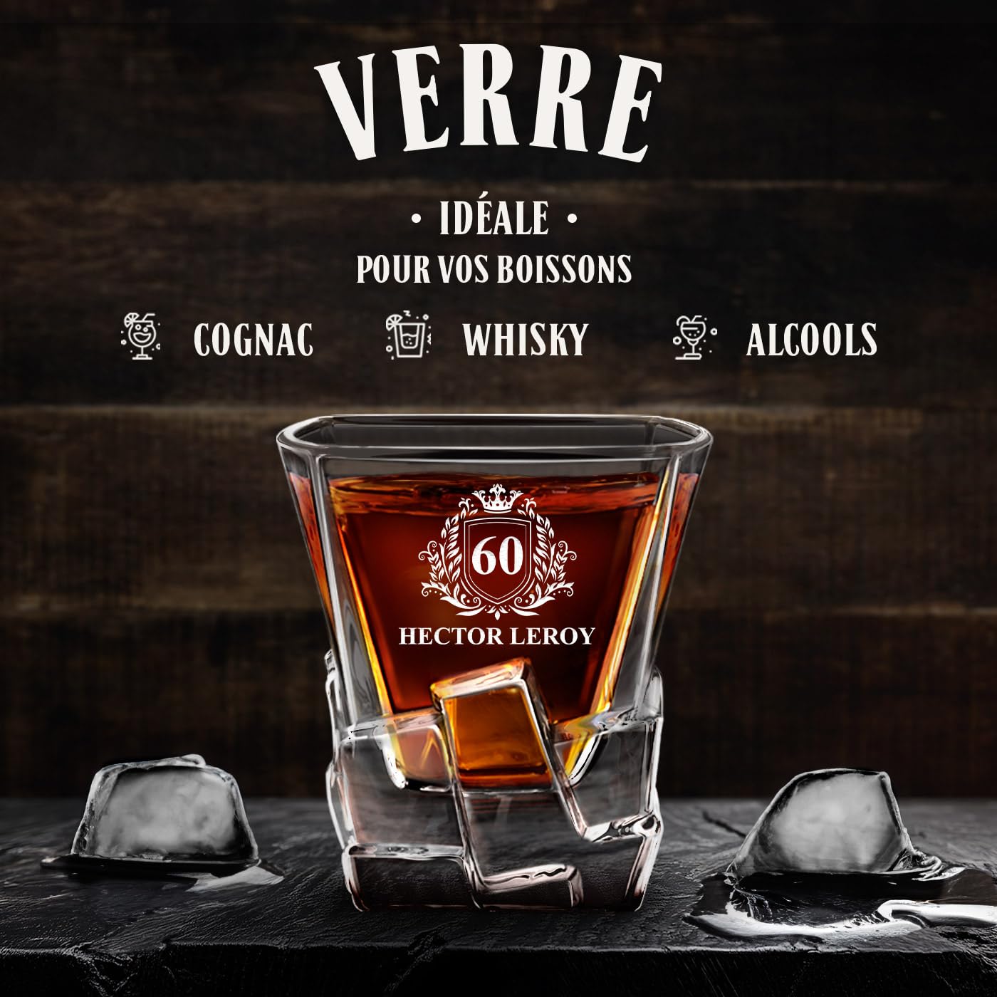 Maverton Ensemble de 6 Verres à whisky pour homme - Avec motif décoratif - Idee Cadeau Homme Anniversaire - Cadeau Personnalisé Homme - Verre a whisky au design unique avec personnalisation - Chiffre