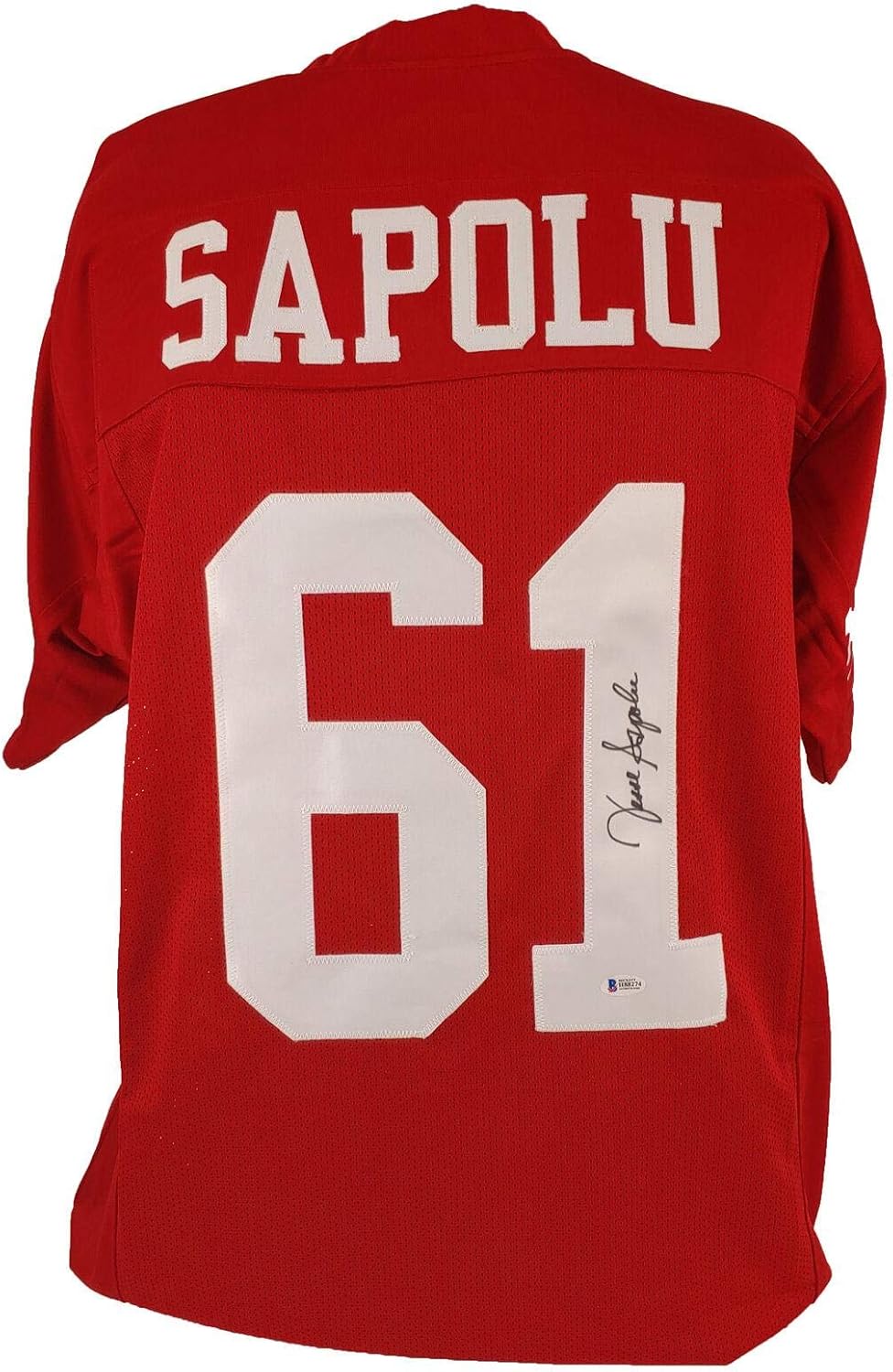 Autographed Jesse Sapolu Jersey Red BAS Beckett Authentication