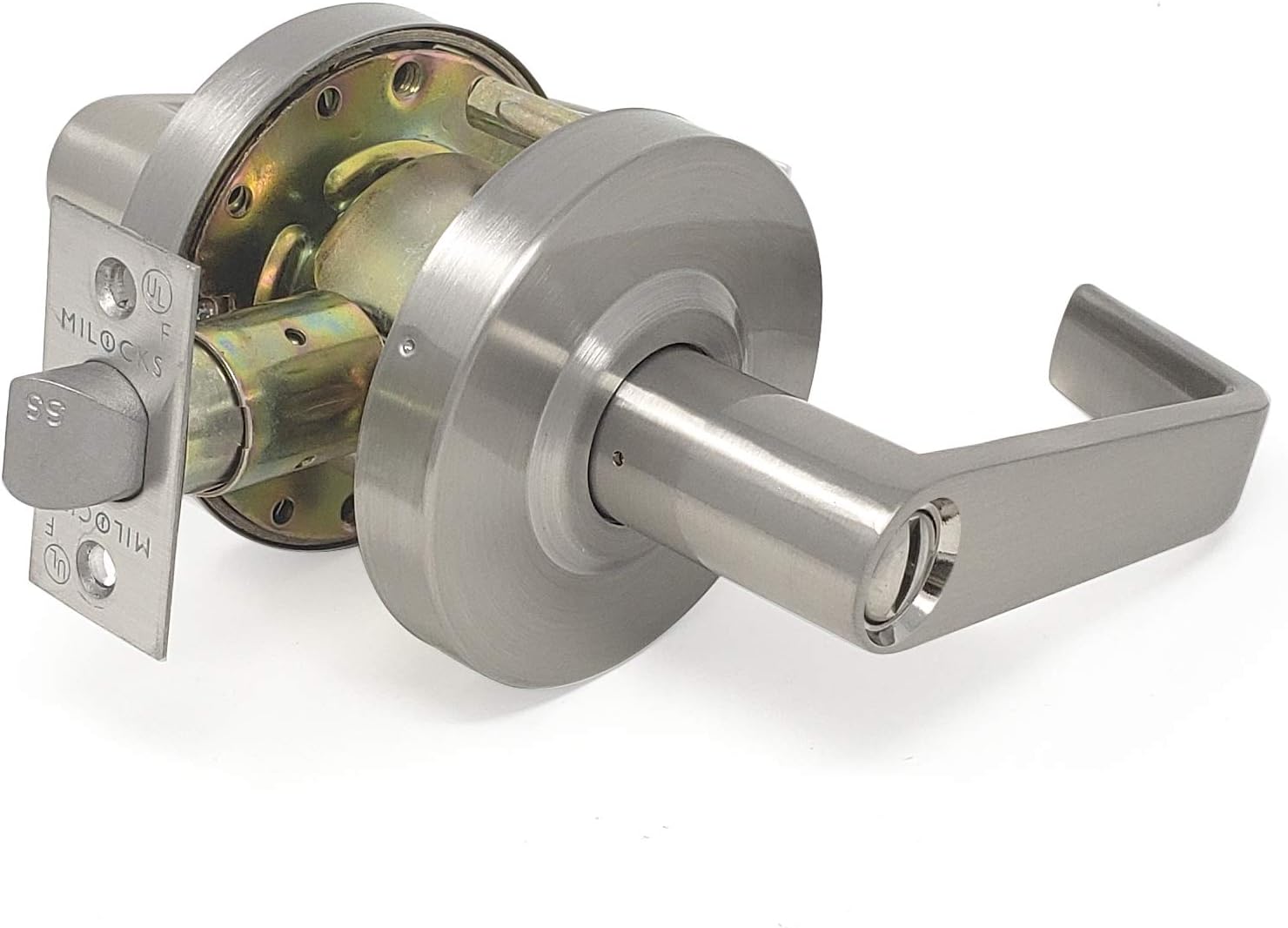 MiLocks Grade 2 Lever Commercial Style Cylindrical Industrial Duty (Privacy, Satin Nickel)
