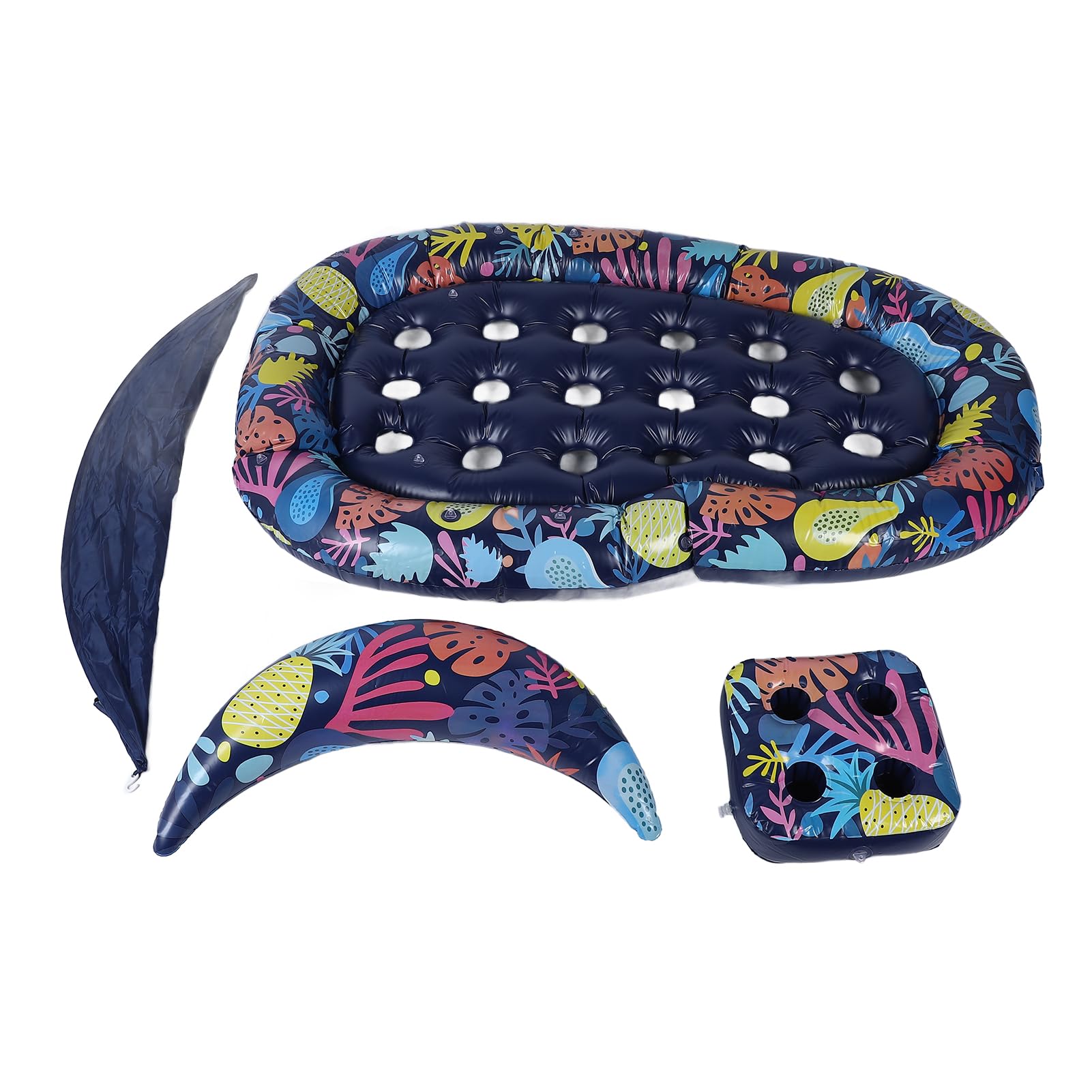 Tumbona Flotante para Piscina 3 en 1 con toldo Desmontable y portavasos Flotador Inflable Grande para Piscina para Adultos Fiesta en el Lago en la Playa Material de PVC 72,83 x
