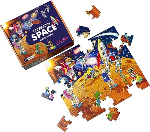 Playqid Rompecabezas de sistema solar espacial para niños  Mission Space 48 piezas rompecabezas de piso para niños y niñas de 4 años  Rompecabezas