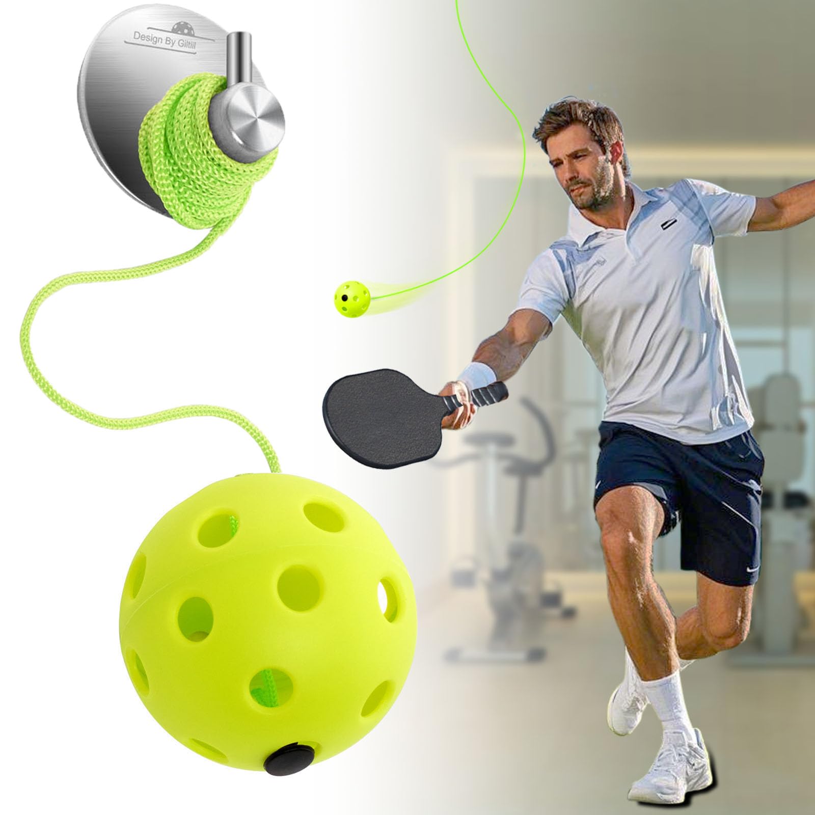 Pickleball Trainer - Continuous Rebound Pickleball Drills Enhance Reaction Time & Hand-Eye Coordination - Ideal Gift for All Skill Levels