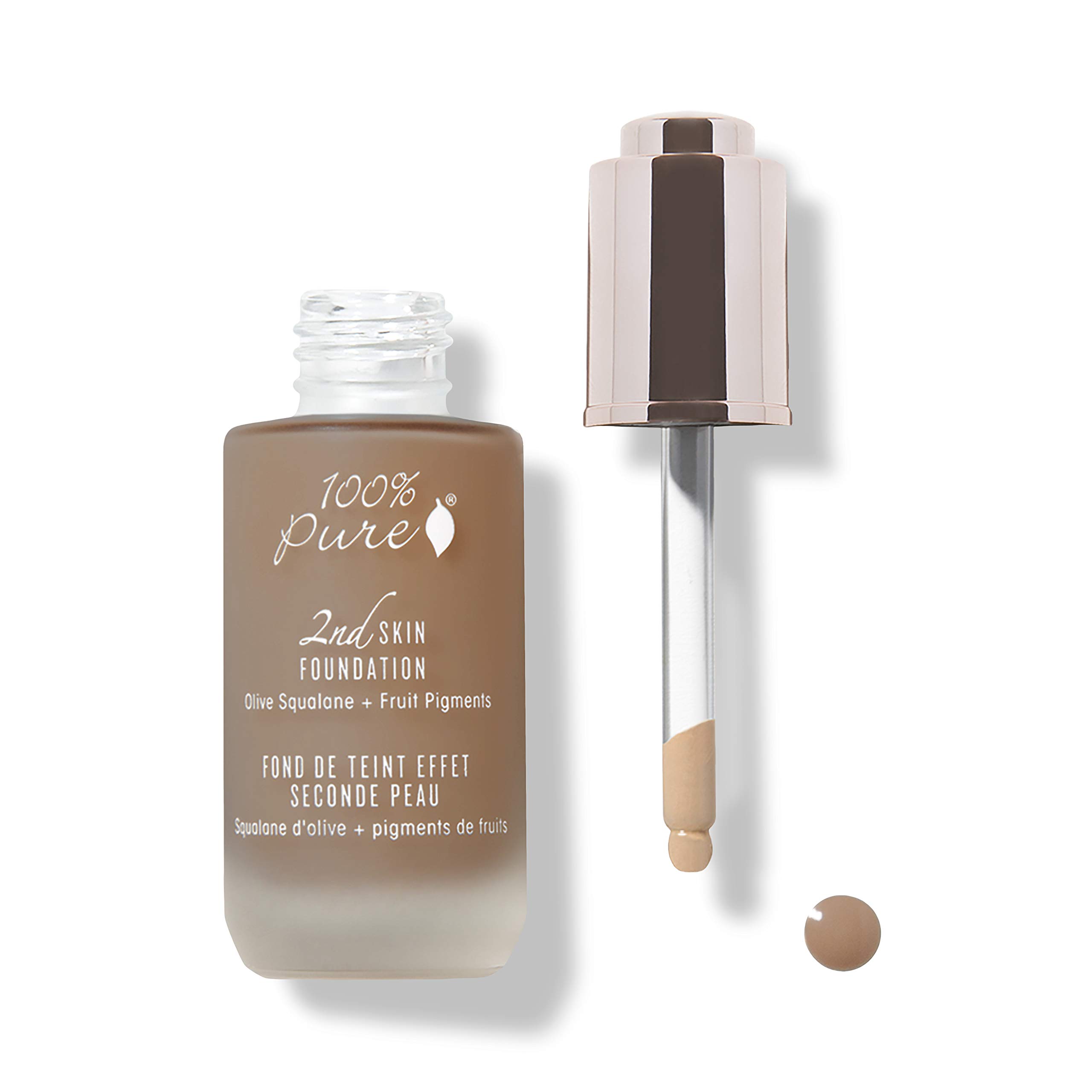 100% PURE2nd Skin Lightweight Serum Foundation Anti-Aging Face Makeup - Blendable Coverage Liquid Hydration Boost for Soft Plumped Up Glow, Vegan Shade 7 (Neutral w/Red Undertone) - 1.18 Fl Oz
