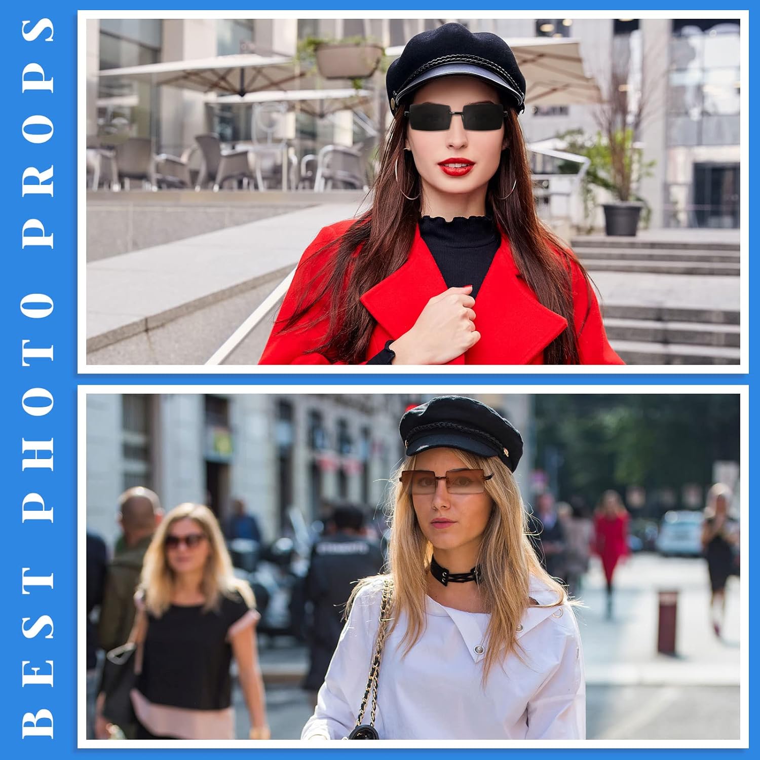 EBOOT 48 Pcs Rimless Sunglasses Bulk Retro Y2k 90s Glasses Colorful Rectangle Sunglasses Party Favor for Men Women Photo Prop(Chic Color) - Image 6