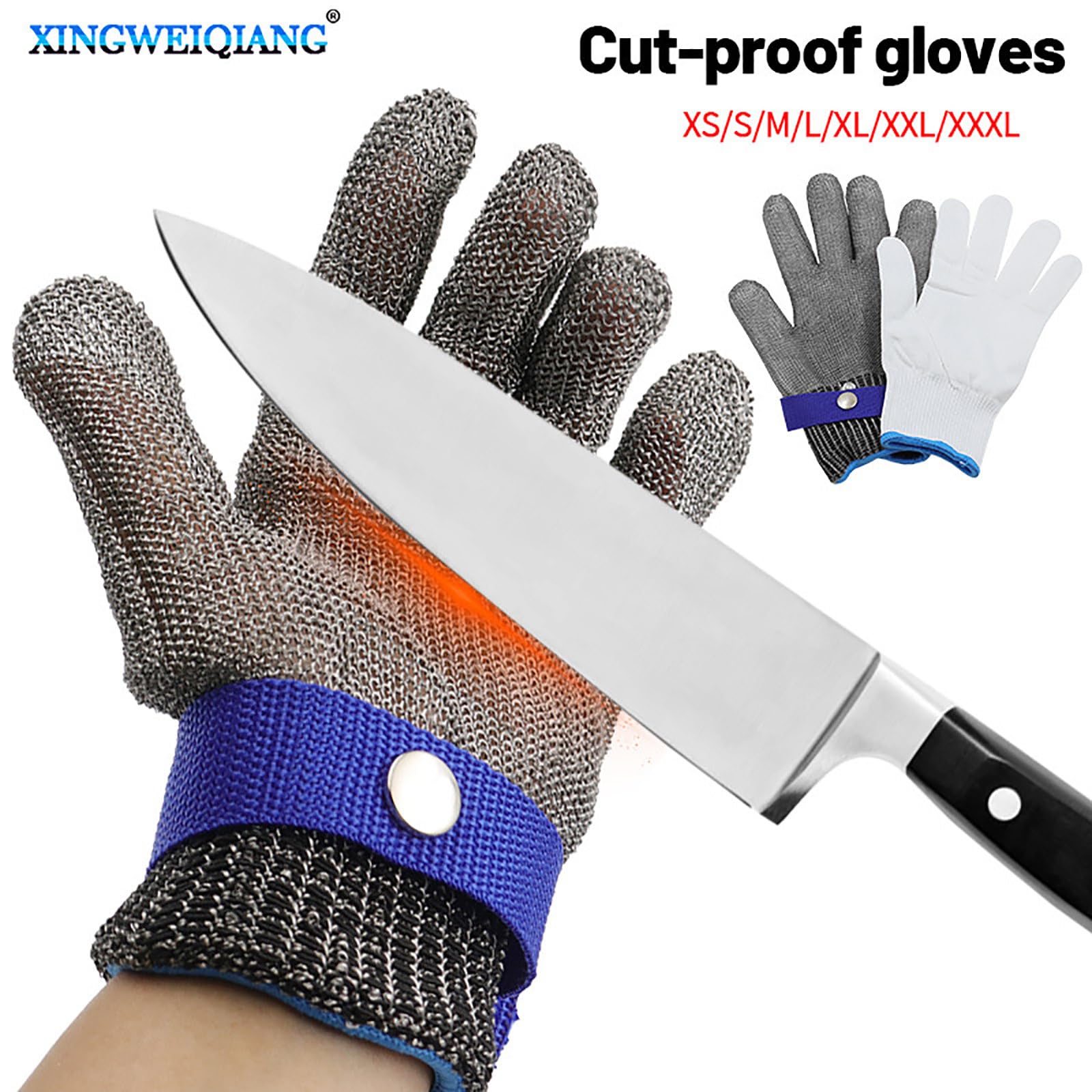 5 Juegos De Guantes Resistentes A Cortes, Guantes Resistentes A Cortes De Malla De Acero Inoxidable De 5 Niveles De ProteccióN, Carpinteros, Descascaradores De Ostras,L