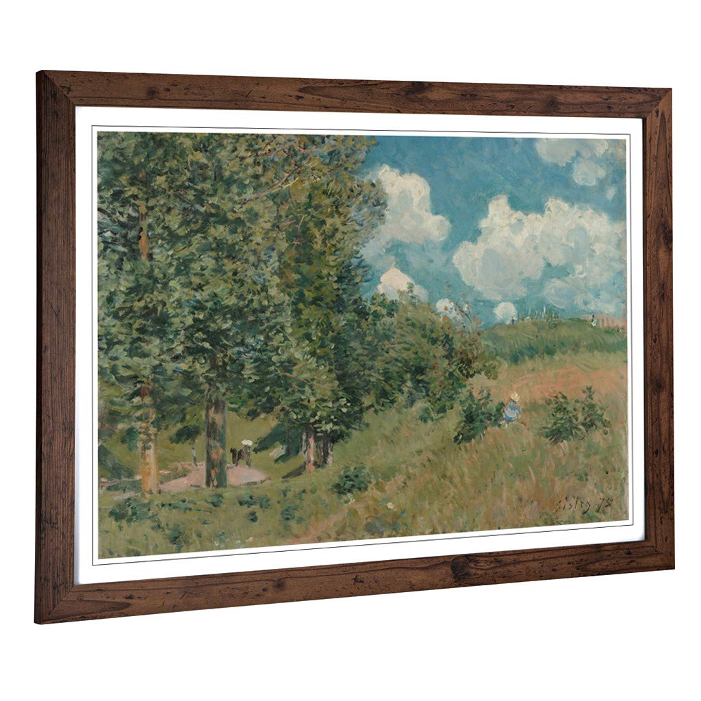 Big Box Art Framed Print of Alfred Sisley Versailles Route Design | Wall Art Picture | Home Decor for Kitchen, Living, Dining Room, Bedroom, Hallway, Office, Walnut, A2 / 24.5x18 Inch / 62x45cm
