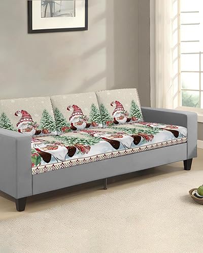 Miniatura 2 de Wowouhiya Fundas de cojín para sofá de Navidad, funda elástica para sofá con parte inferior elástica, diseño de gnomos de Navidad del suroeste,