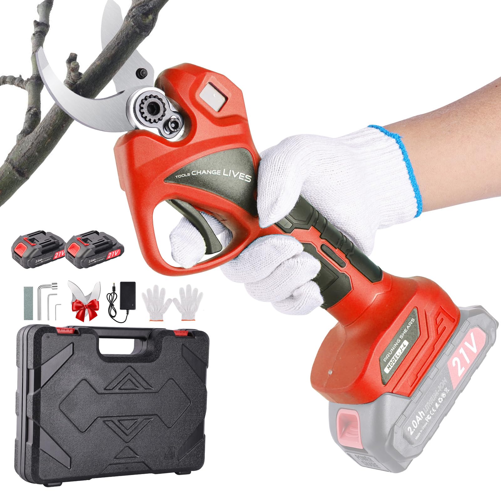 Tijeras de Podar Eléctricas: Tijeras de Podar Bateria con apertura ajustable de 45mm a 30mm, 2 baterías de 2000mAh, SK7 de Alta, Tijeras de podar Podadora Eléctrica - Podadora Eléctrica Profesional