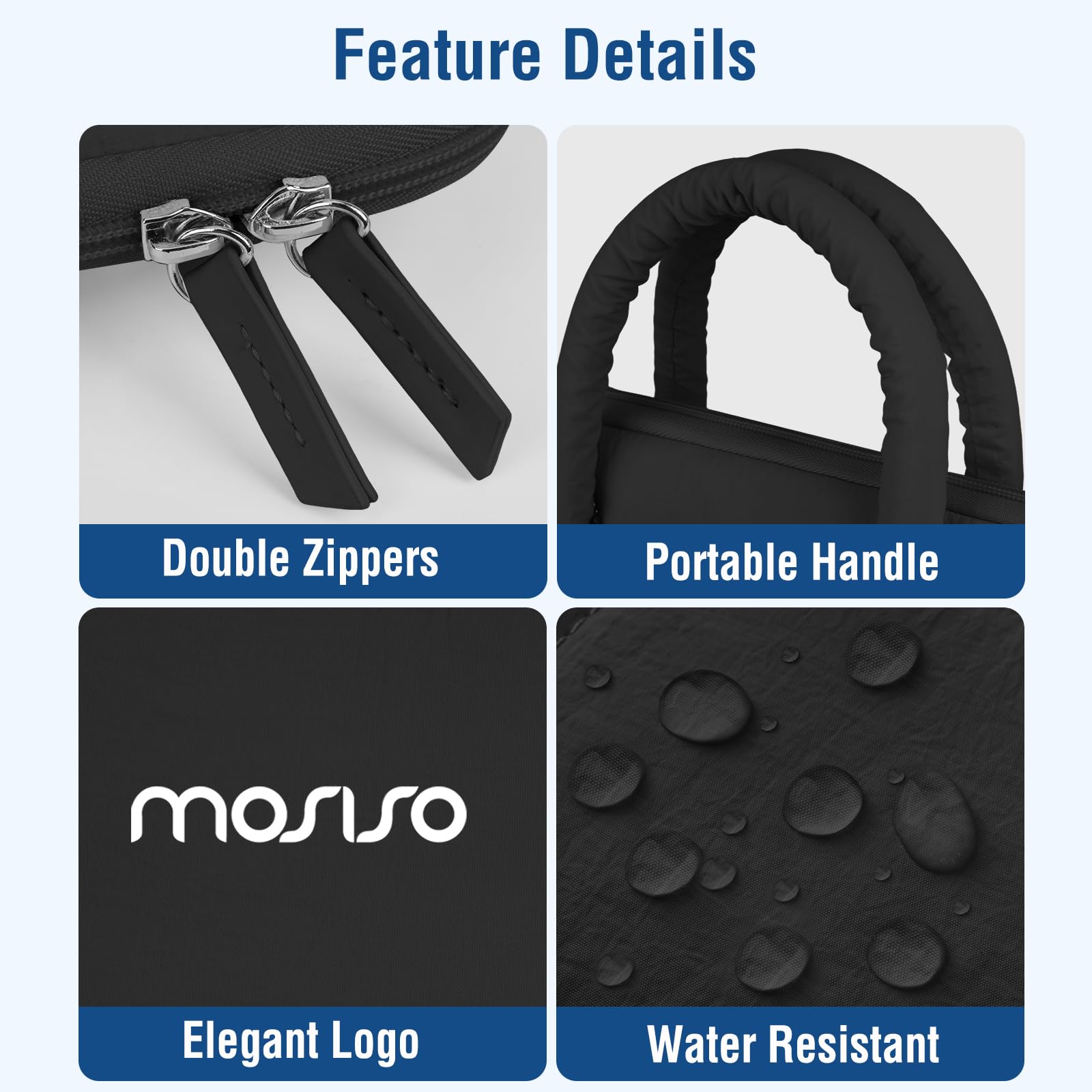 MOSISO Funda Portátil 13-14 Pulgadas, 13,3 Pulgadas Laptop Bolsa Compatible con MacBook Neo/Air 13 13,6/ Pro 13/14,HP, Rectángulo Acolchado Bolsa Ordenador con Asa y Colgante Flores,Negro