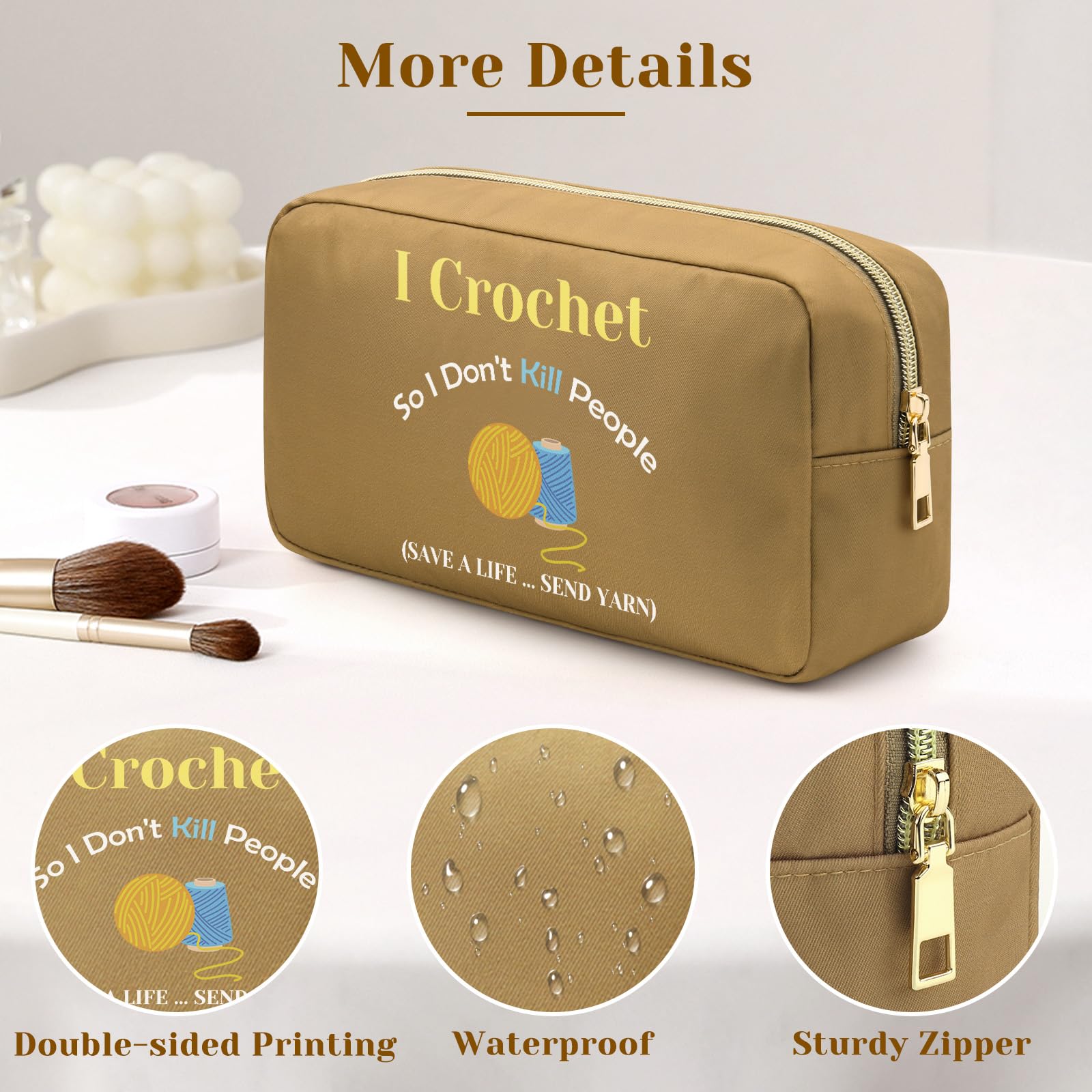 Crochet Gift for Crochet Lovers Makeup Bag Funny Crocheting Gifts Knitting Lovers Crocheter Cosmetic Pouch Crochet Knitting Gifts for Women Knitting Gift for Grandma Auntie Mom Mothers Day - Image 3