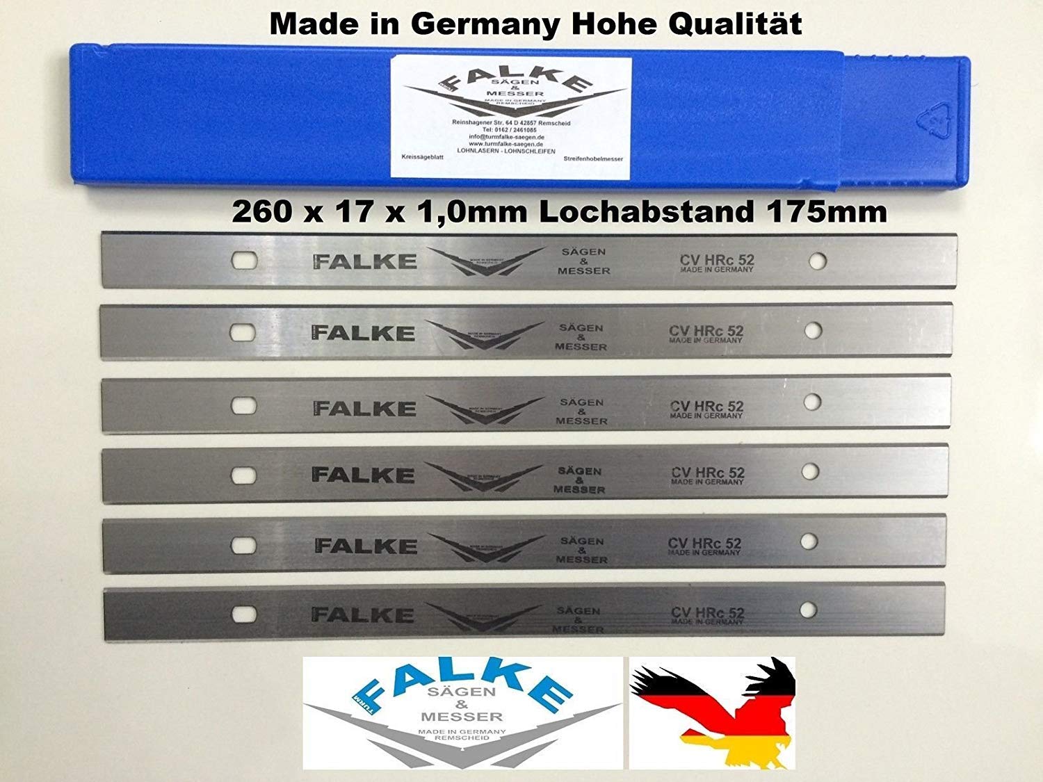 6 sztuk Scheppach 260 x 17,5 x 1 mm Jednorazowe noże strugarskie Odwracalne Rozstaw otworów 175 mm
