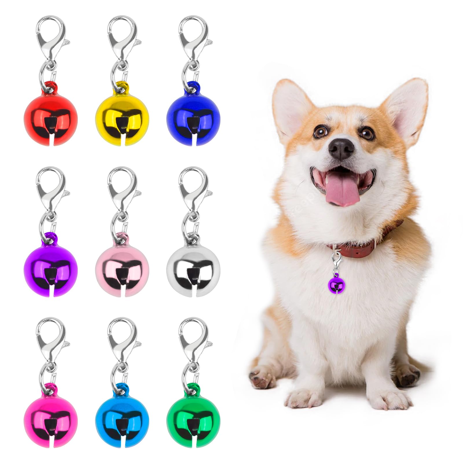Campane per collari gatti cani, piccole campane con chiusure, 9 pezzi per feste fai da te