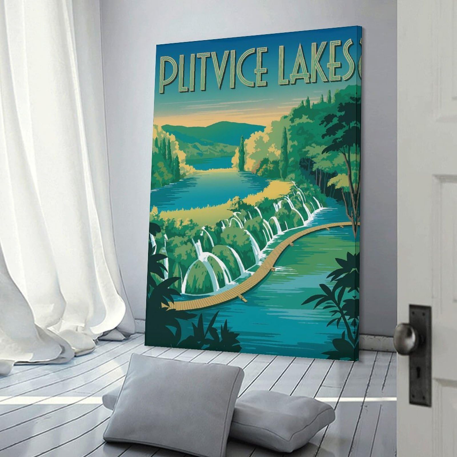 Junmoney Canvas Wall Picture Plitvice Lakes Travel (3), 12x18inch(30x45cm), for Gallery Wall Decor And Room Displays, Decorative Artwork with Flexible Styling