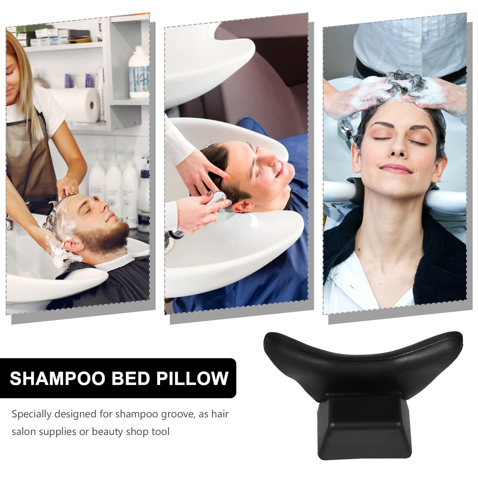 Operitacx Cojín Cómodo de Goma Antideslizante para Salón de Belleza y Peluquería Almohada Negro para Lavado de Cabello y Descanso del Cuello para Cuenco de Champú