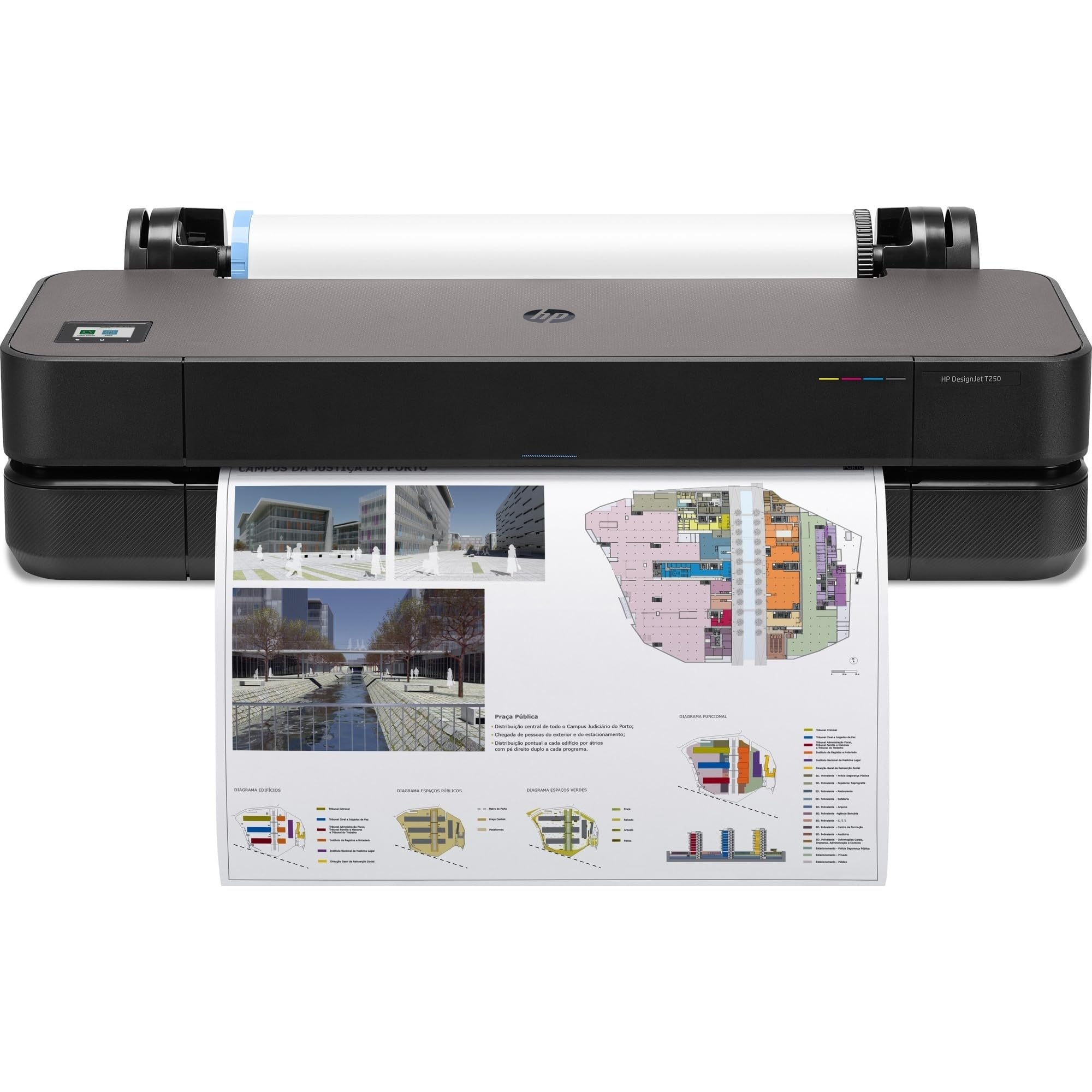 HP DesignJet T250 Large Format Plotter Printer 24in up to A1 , Mobile Printing, Wi-Fi, Gigabit Ethernet, Hi-Speed USB 2.0, 2-year warranty (5HB06A)