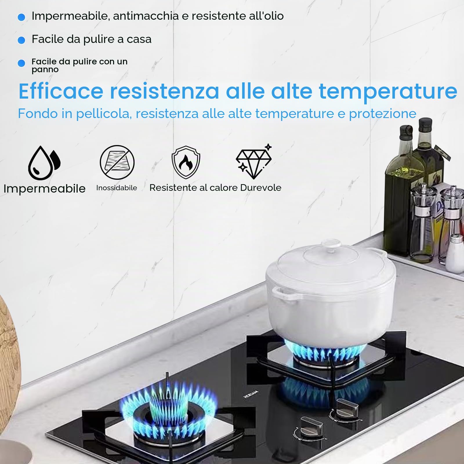 Adesivi per piastrelle, 10 pezzi, autoadesivi, da cucina, 30 x 60 cm, per cucina, bagno, camera da letto, soggiorno, TAWBK-001