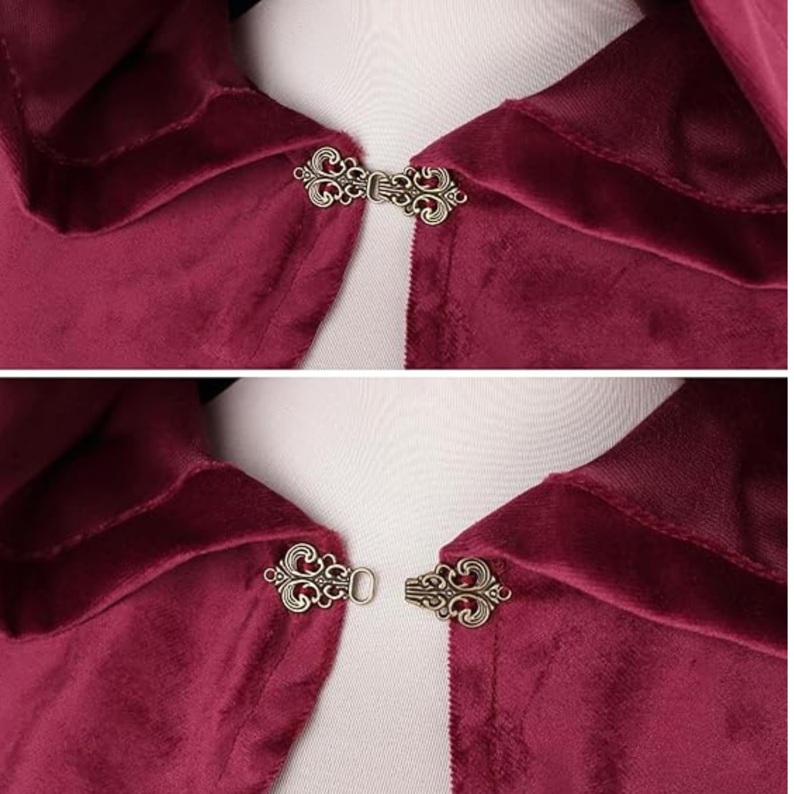 RRCBMD Cloak with Hood Women Men Goth Hooded Cloak Medieval Renaissance Red Ponchos Halloween Witches Gothic Wizard Cape Cosplay 35.4IN - Image 4