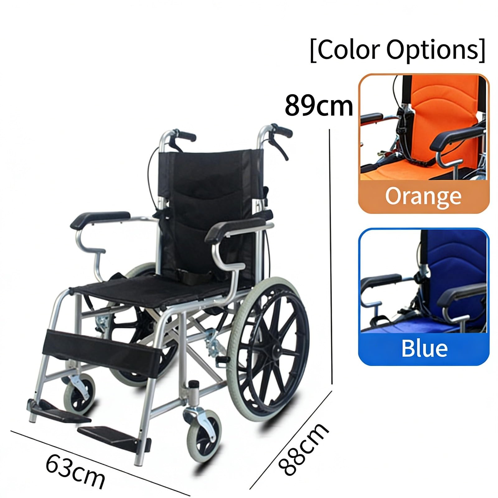 Silla De Ruedas Plegable Ultraligera Para Adultos| 12 Kg, Carga Máxima 100 Kg, Válida Para Vuelos Y Equipaje De Mano, Plegable Con Una Sola Mano, Apoyapiés Extraíbles Y Bolsillo Trasero