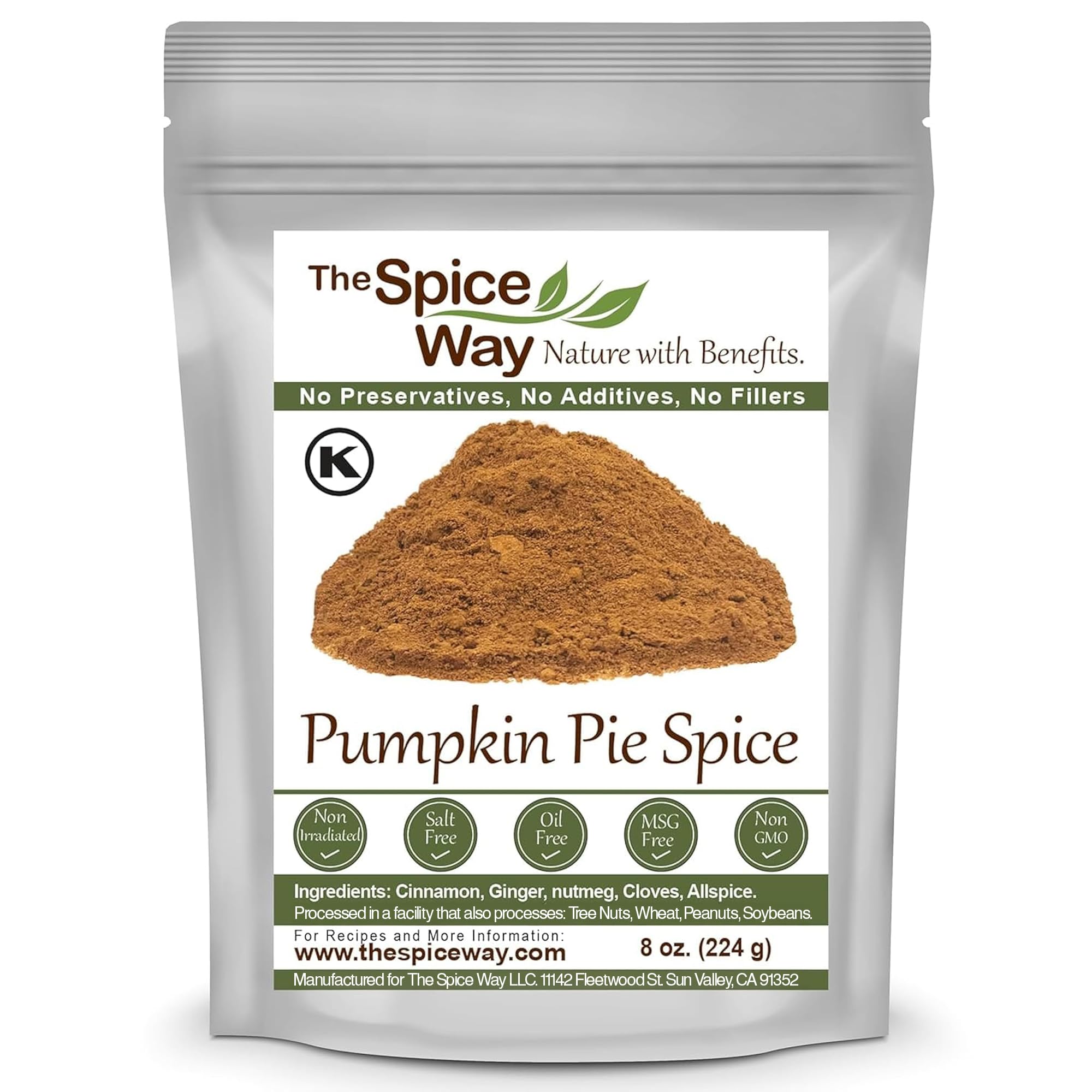 The Spice Way Pumpkin Pie Spice - 8 oz seasoning includes Cinnamon, Ginger, Nutmeg, Cloves & Allspice – Perfect for Baking