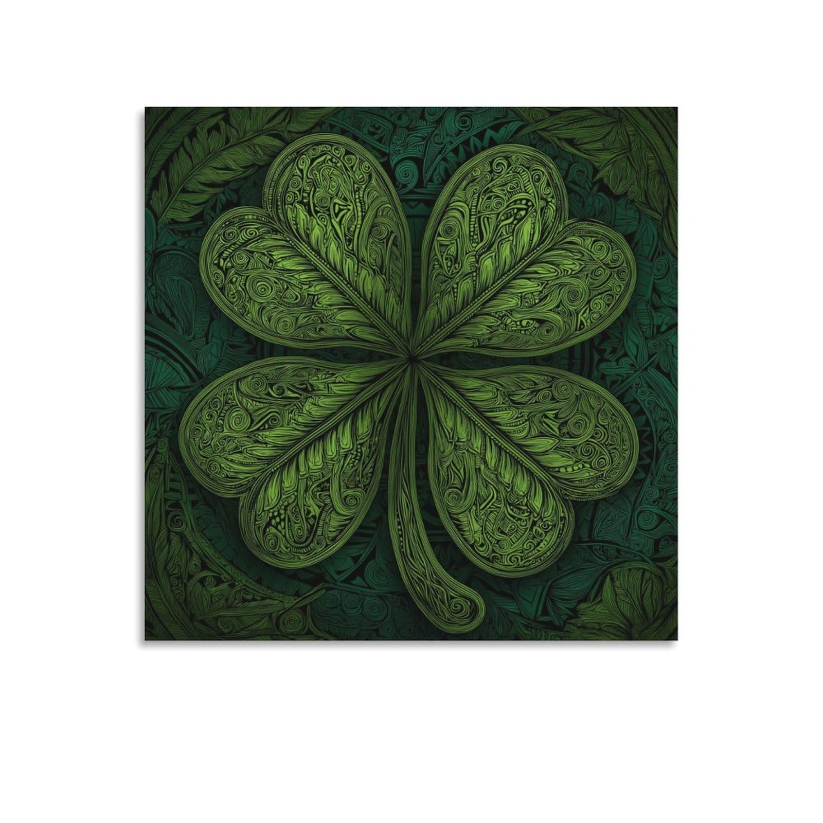Jubonexis 4 Leaf Clover Canvas Wall Art Poster Painting Aesthetic Picture for Living Room Farmhouse Decor 16x16inch(40x40cm) Unframe