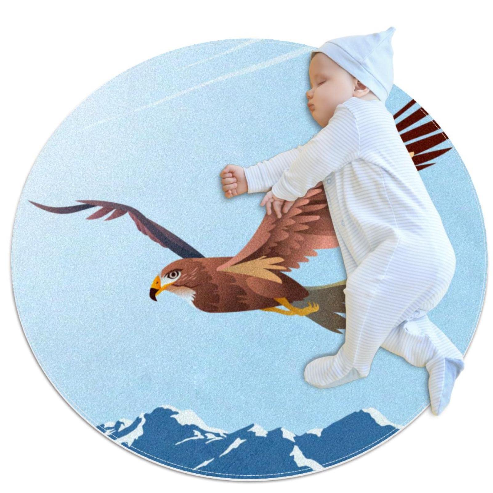 Tapis de salle de bain aigle rond 1m de diamètre antidérapant