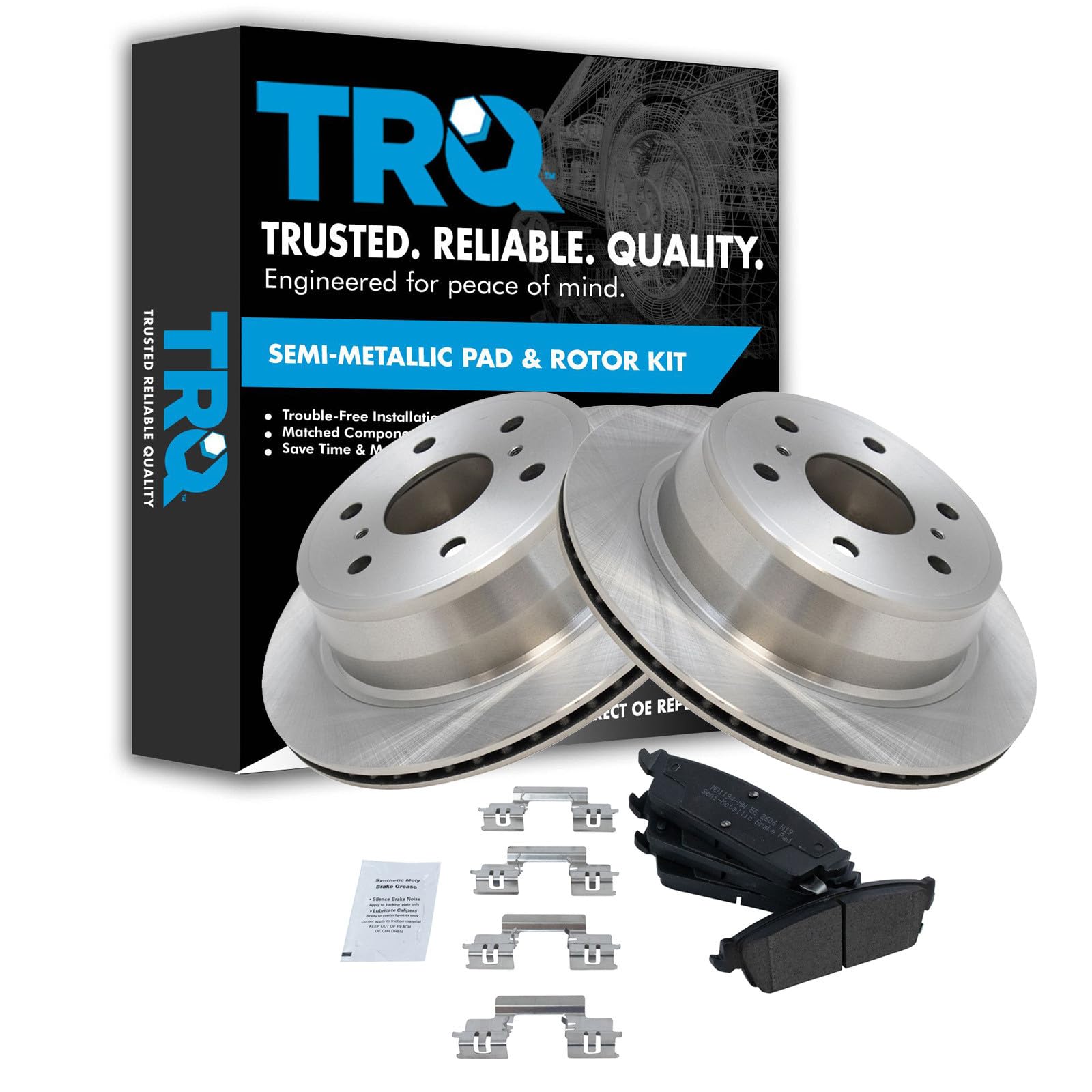 TRQ Rear Premium Posi Metallic Brake Pad Rotor Kit