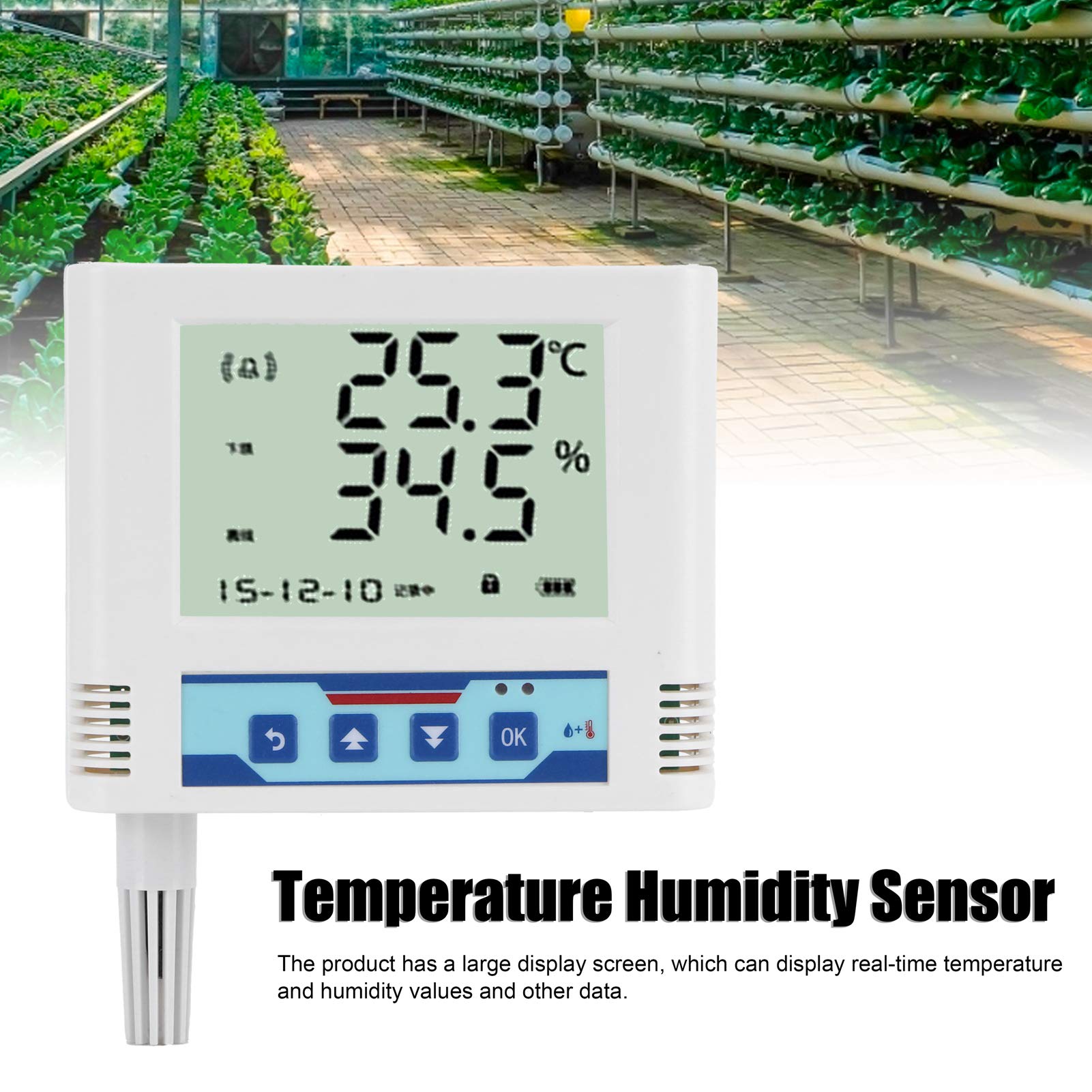 WiFi-Temperatur- und Luftfeuchtigkeitssensor, Präziser Kabelloser Temperaturlogger für Kühlhäuser und Labore, ABS-Material, 122 X 102 X 36 Mm, 1 Einheit