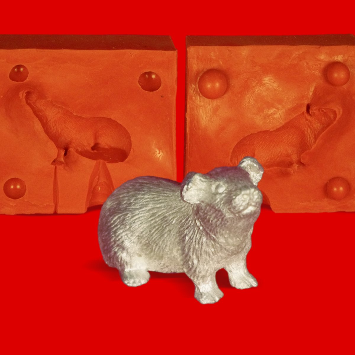 Zinngießform Meerschweinchen, ca. 85g Reinzinn