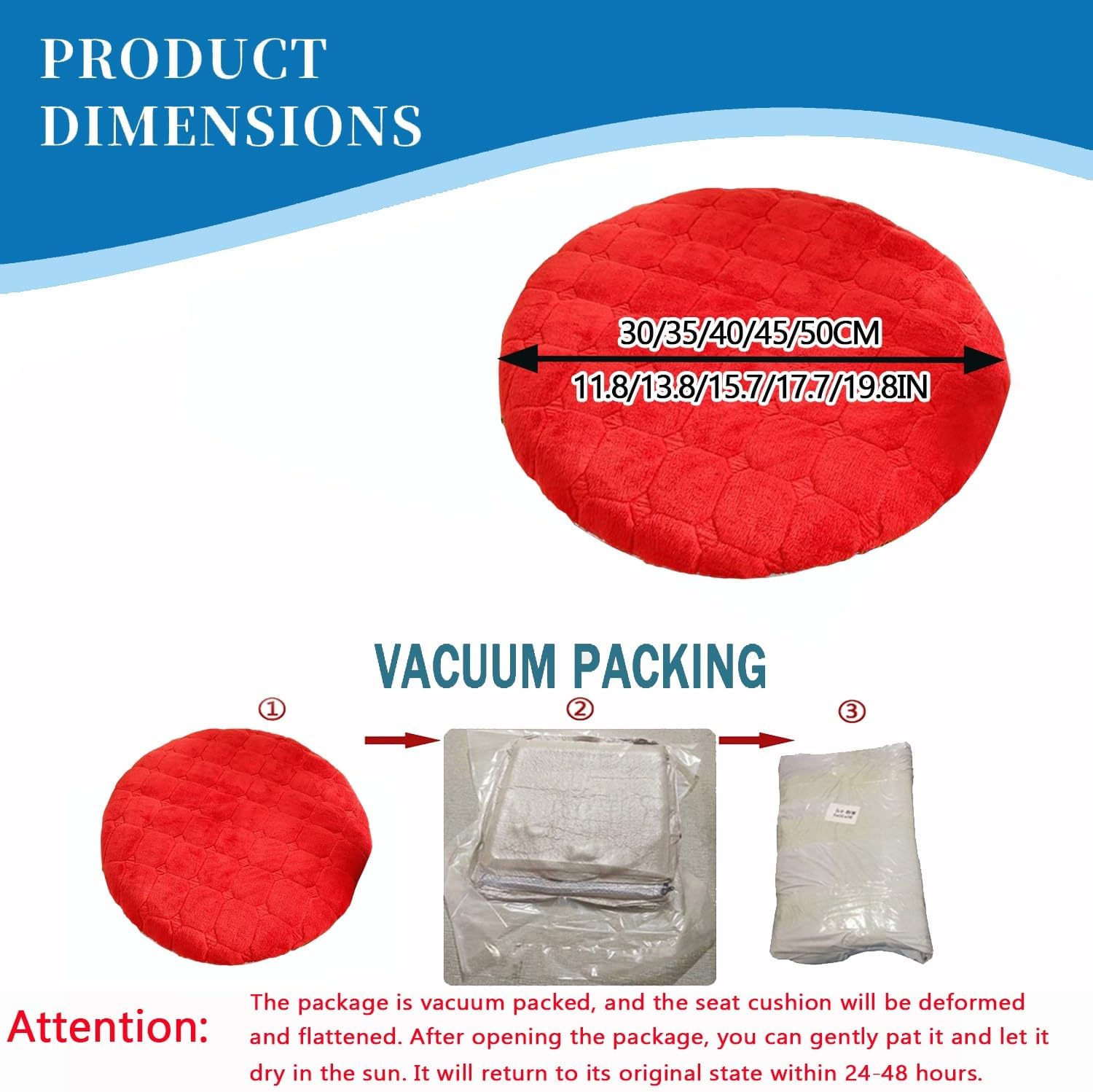 Round Chair/Seat Cushion Indoor/Outdoor Chair Pads Round Seat Cushions Garden Patio Home Cushions with Removable Covers - Diameter 12/14/16/18/20 for Yoga Living Room Balcony Office(16,50cm/20in)