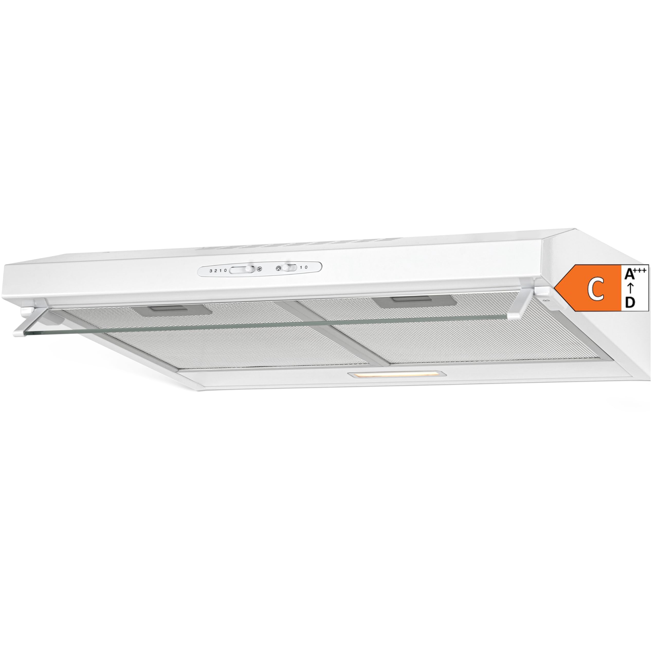Bomann DU 623.3 Cappa aspirante 60 cm, ricircolo dell'aria o condotto, 3 livelli di potenza, filtri estraibili in alluminio lavabili, bianco