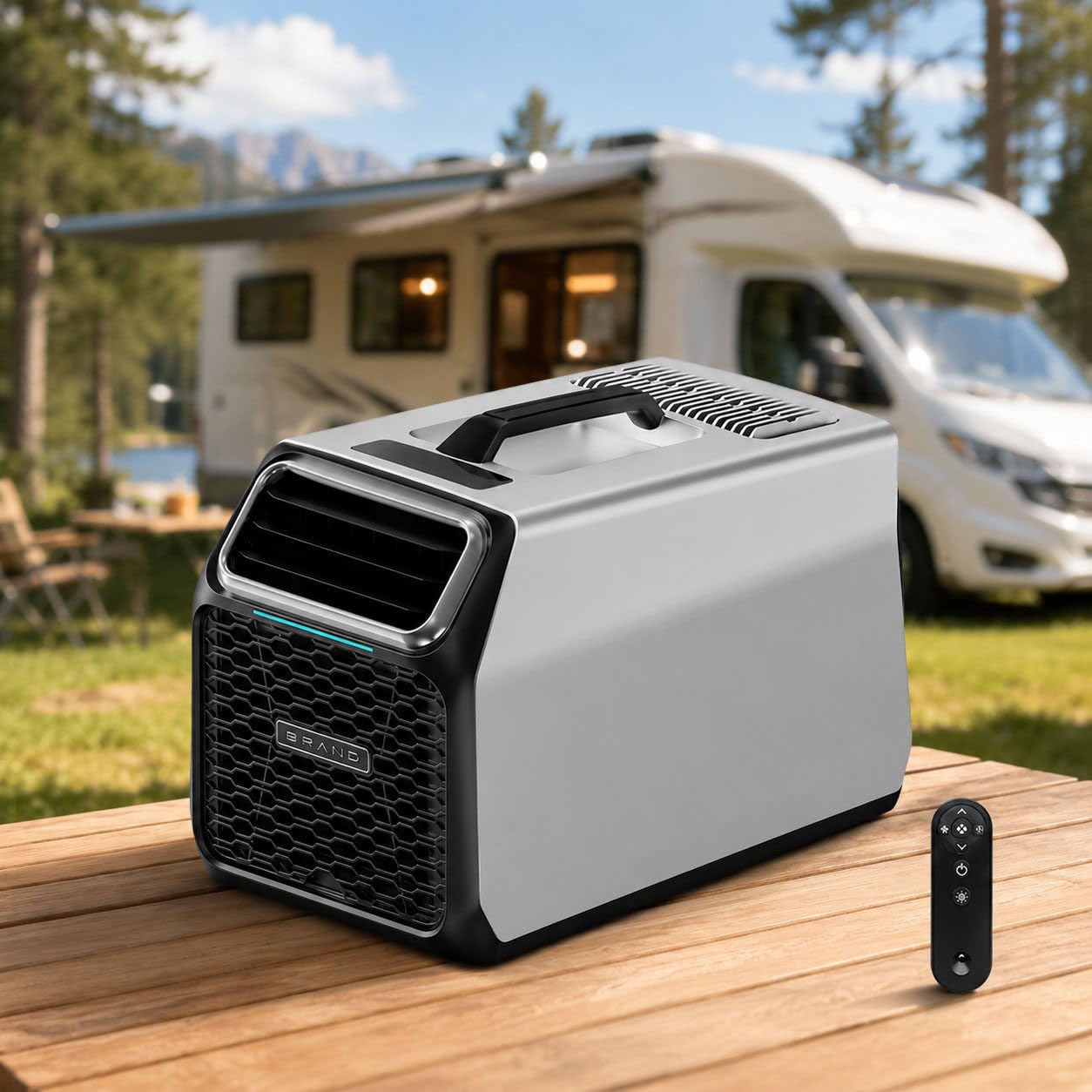 Portable Air Conditioner,3500 BTU Camping Air Conditioner with True Compressor Cooling,Built-in Dehumidifier,Sleep Mode & Remote Control,Portable AC Unit for Tent,RV,Indoor & Outdoor Use Gray