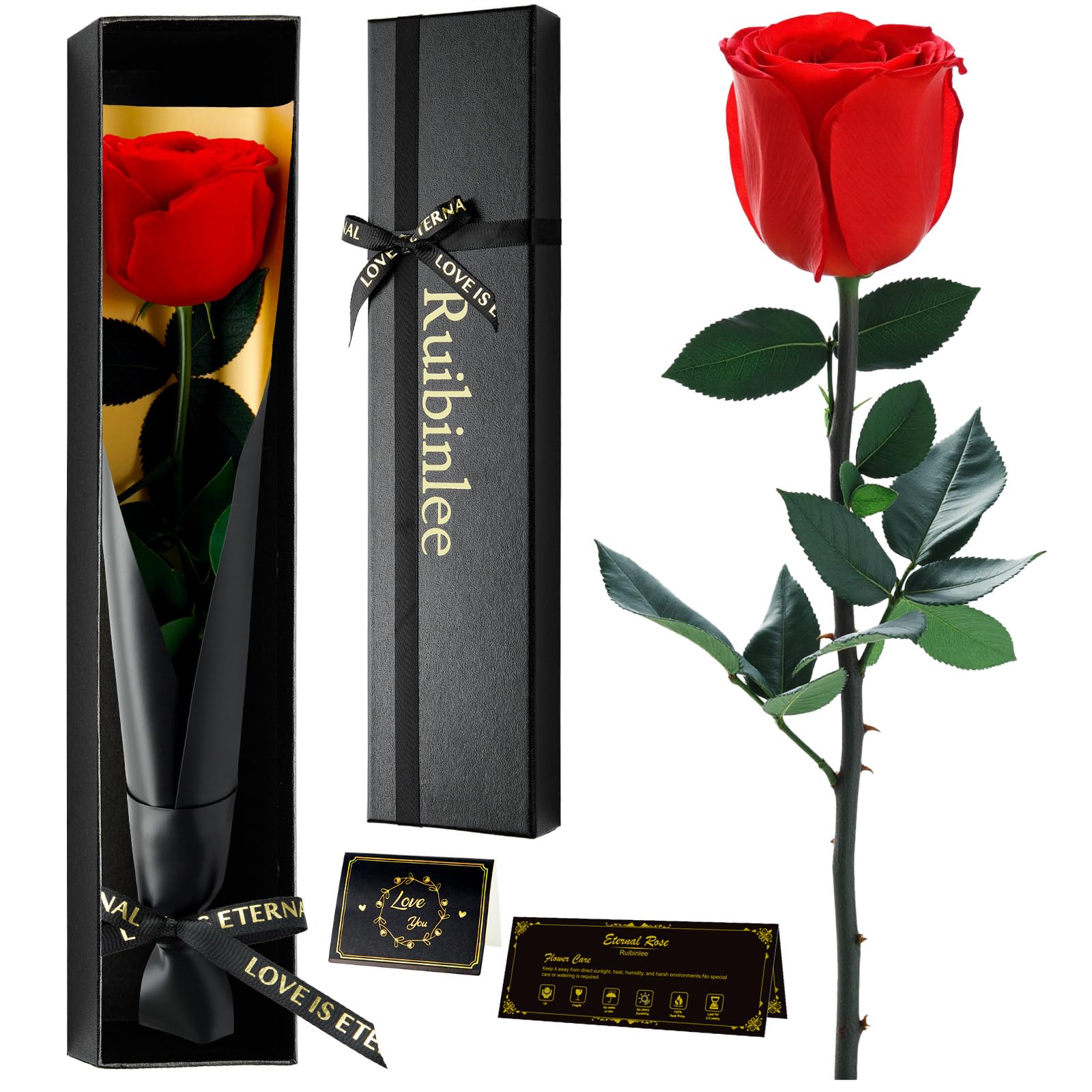 Rose Éternelle BBLTIFF - Vraie Rose Naturelle Préservée - Coffret Cadeau Luxe - Ne Se Fane Pas - Cadeau Romantique Saint-Valentin