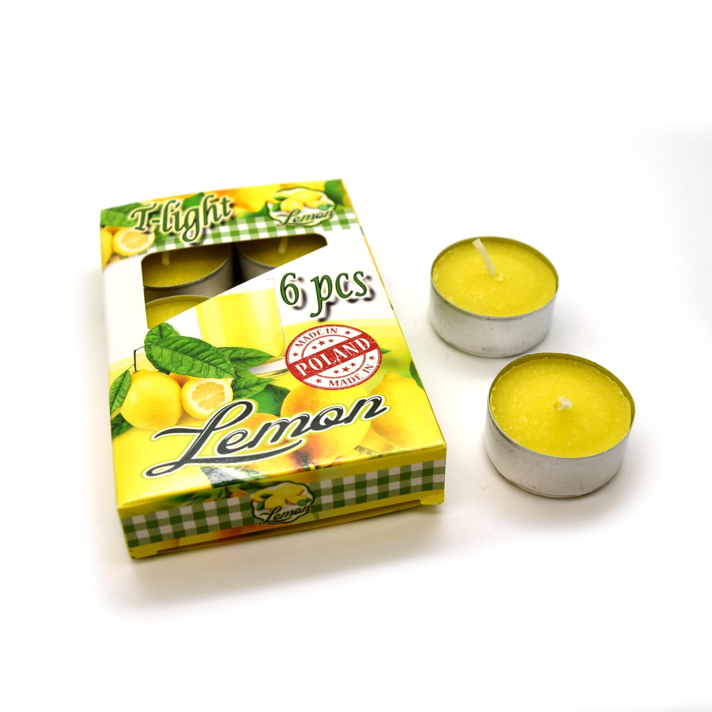 SolaDirect Scented Tea Lights - Pack of 6, Decorative Household Candles, Clean Burn, 4 Hours Long Burning Time (Lemon)
