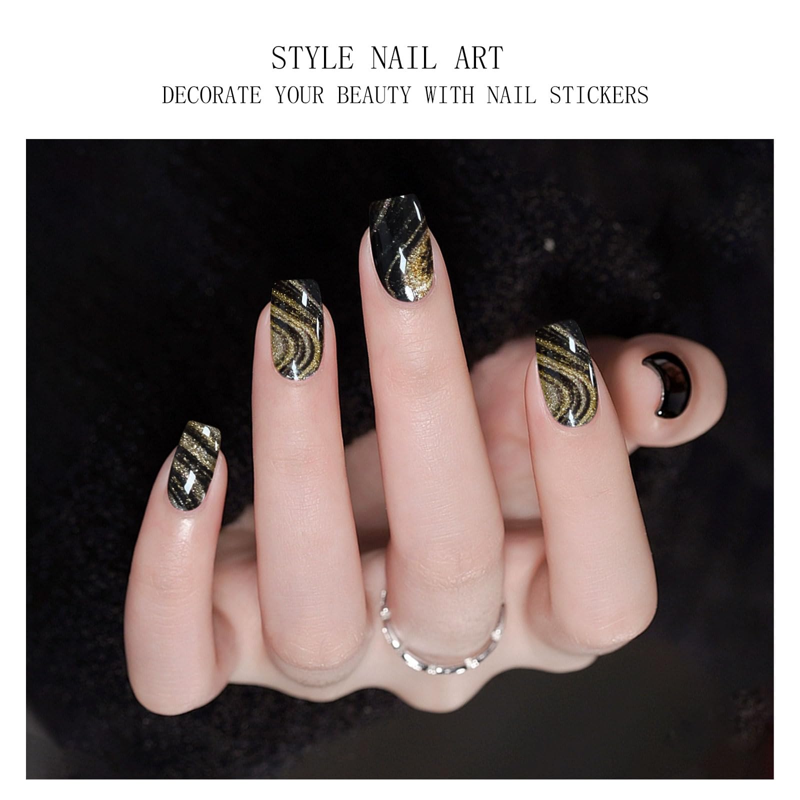 JMEOWIO Nagelfolien Gold Glitter Hellblau - Gel-Nagelsticker Mit UV-Härtung Für DIY-Nageldesign