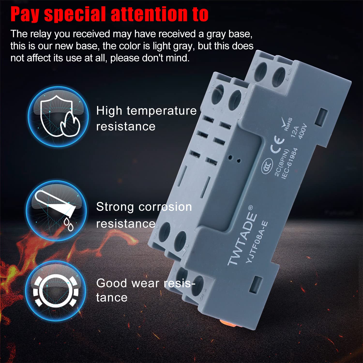 TWTADE Relè Elettromagnetico di Potenza 220V AC con LED 2PDT 2NO+2NC 8Pin 10A - Bobina con Presa YJTF08A-E Guida Scanalata Alluminio Vite Gancio Base YJ2N-LY-AC