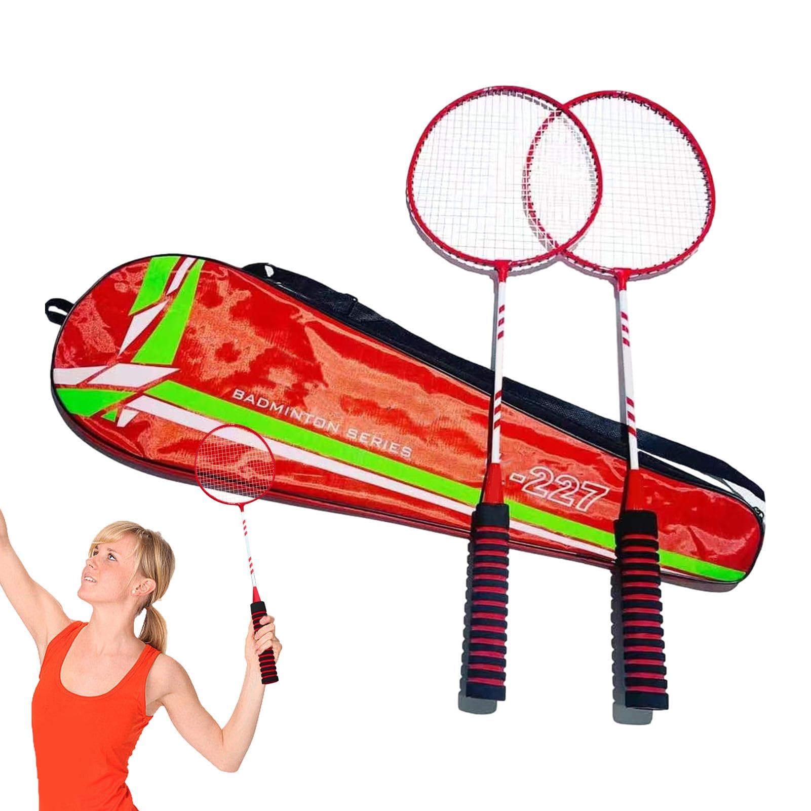 Set da badminton, racchette da badminton di ricambio per 2 giocatori, racchette elastiche e antiscivolo, attrezzatura da badminton per spiaggia, giardino, giochi di famiglia